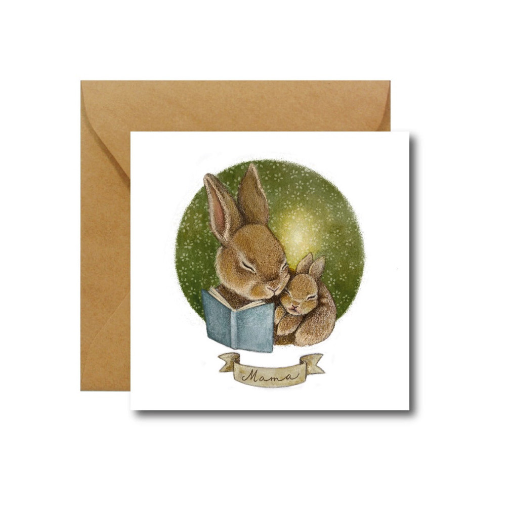 Greeting card - Hi Little - Mama Króliczki 14,5 x 14,5 cm