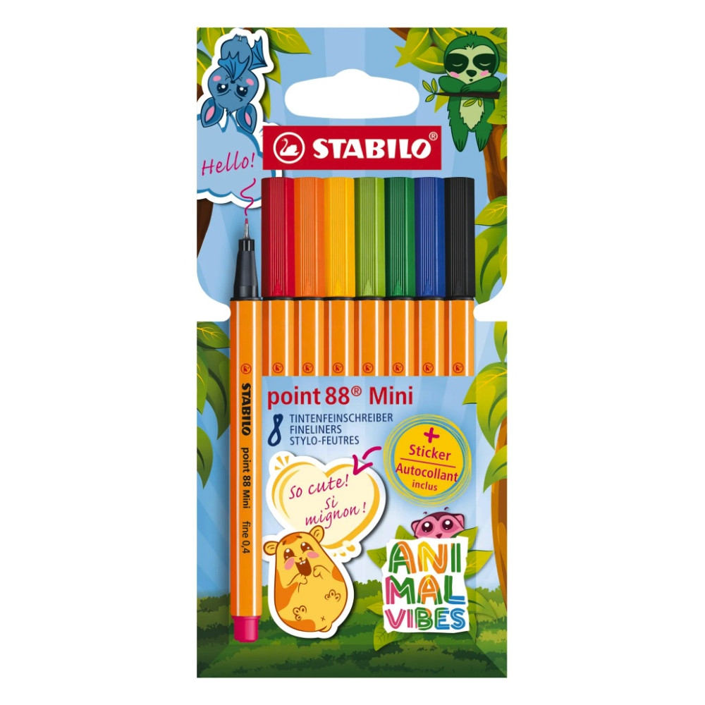 Zestaw cienkopisów Point 88 Mini Animal Vibes - Stabilo - 8 szt.