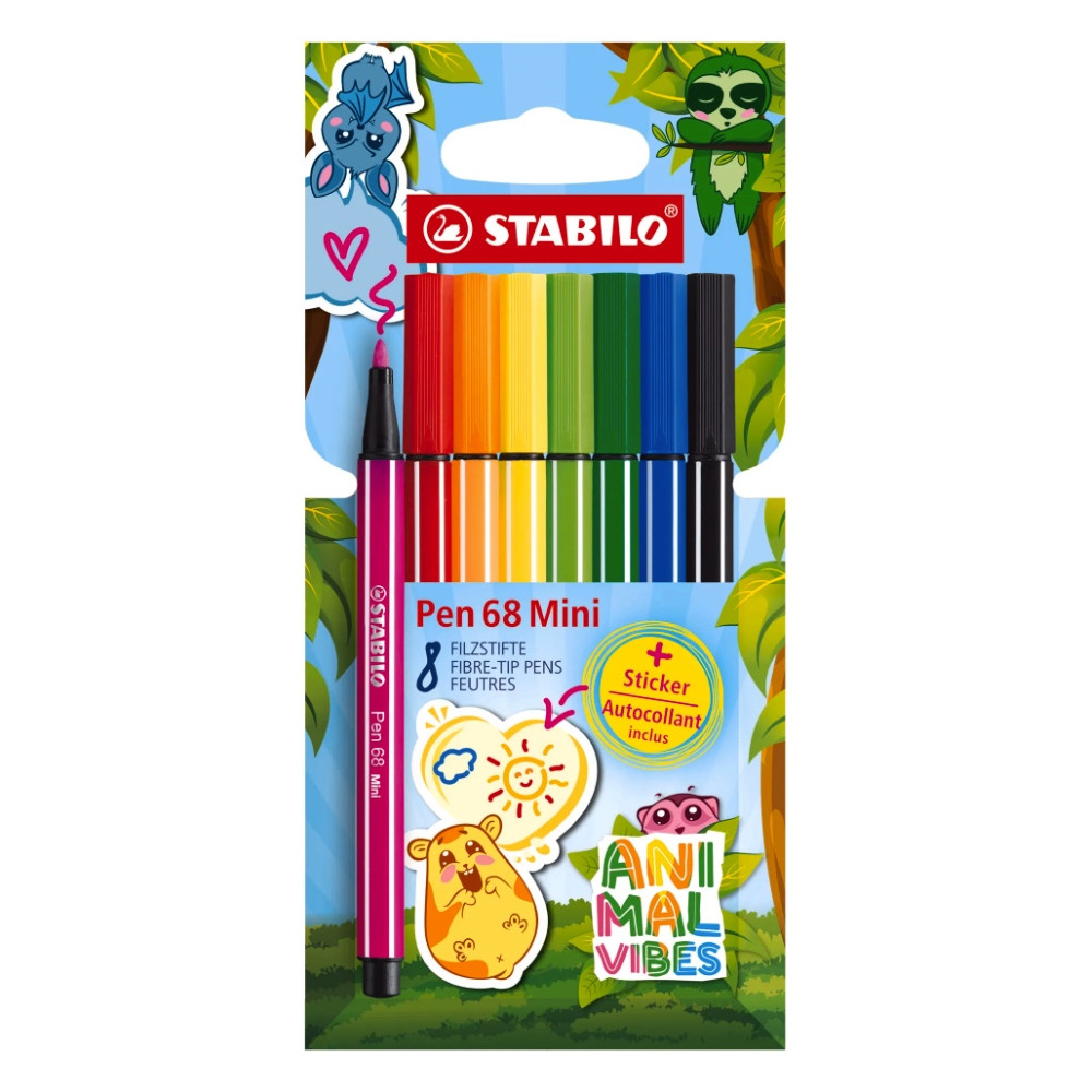 Set of felt-tip pens Pen 68 Mini Animal Vibes - Stabilo - 8 pcs
