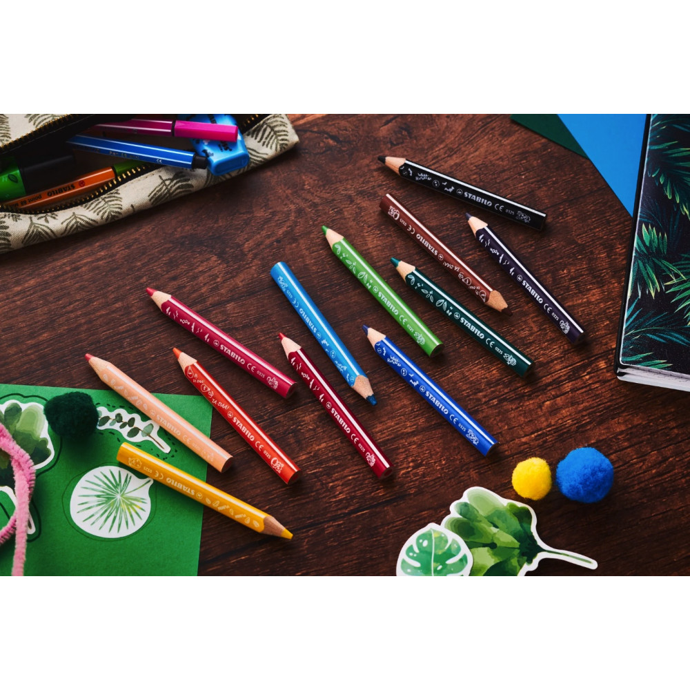 Set of Trio Animal Vibes thick coloring pencils - Stabilo - 12 pcs