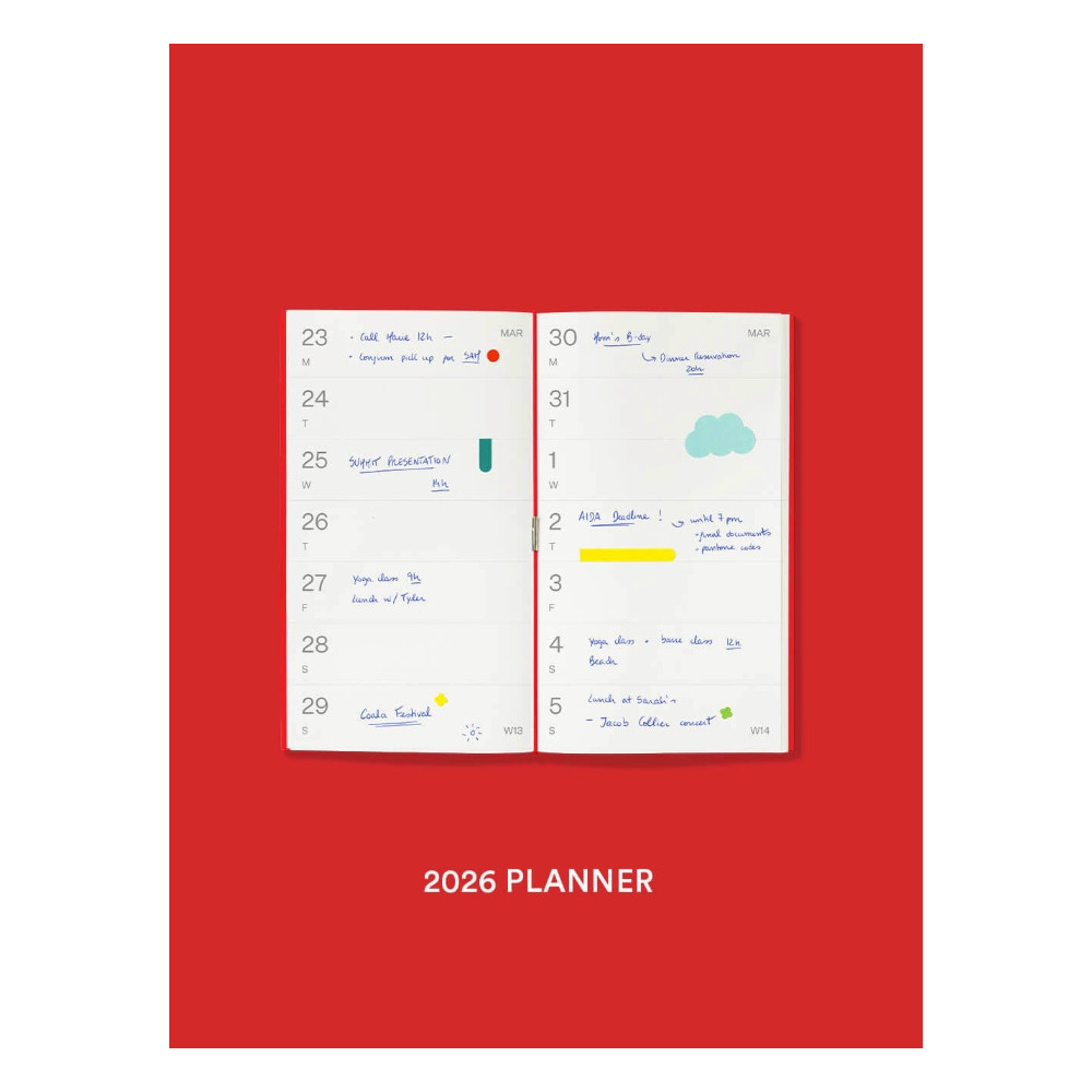 Wkład do notesu Log 2026 Planner - mishmash - Red