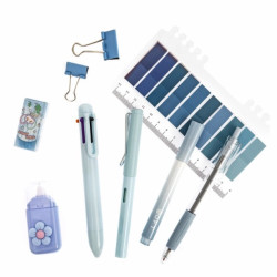 School and office accessories set - DpCraft - Pastel Blue 9 pcs