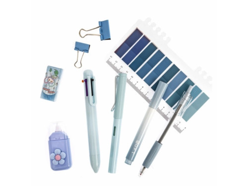 School and office accessories set - DpCraft - Pastel Blue 9 pcs