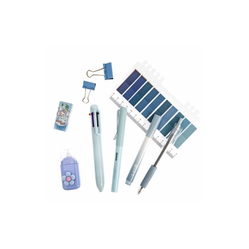 School and office accessories set - DpCraft - Pastel Blue 9 pcs