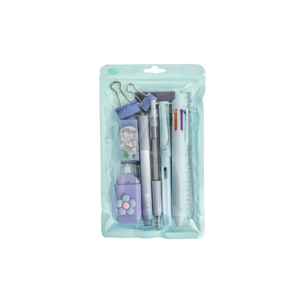 School and office accessories set - DpCraft - Pastel Blue 9 pcs
