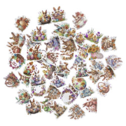 Vinyl stickers Vintage Bunnies - DpCraft - 50 pcs.