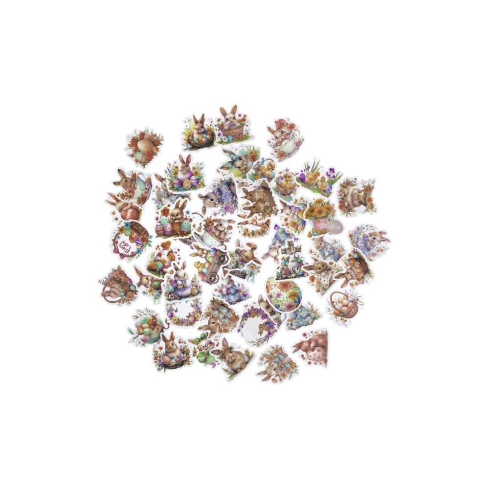 Vinyl stickers Vintage Bunnies - DpCraft - 50 pcs.