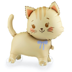 Foil balloon Cat on wheels - brown 61 x 65 cm