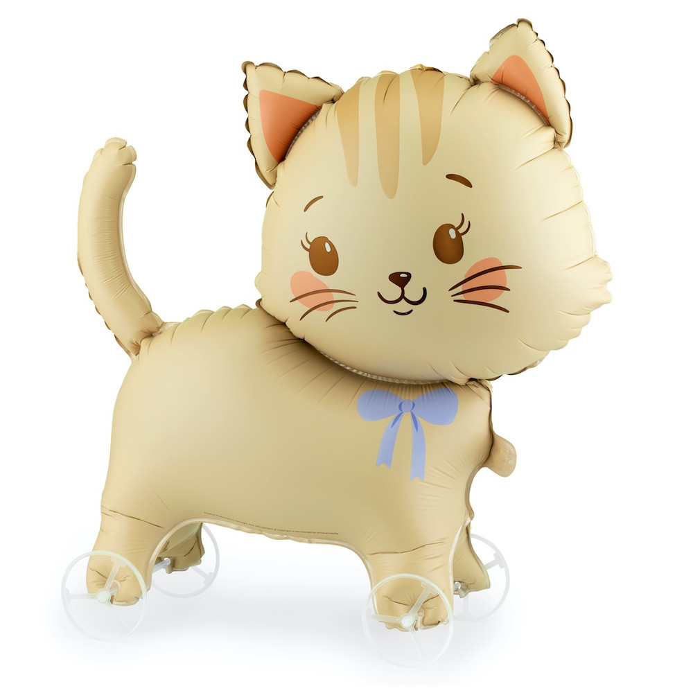 Foil balloon Cat on wheels - brown 61 x 65 cm