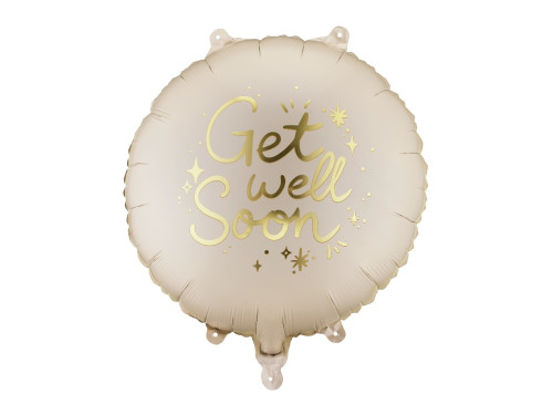 Balon foliowy Get Well Soon - beżowy 35 cm