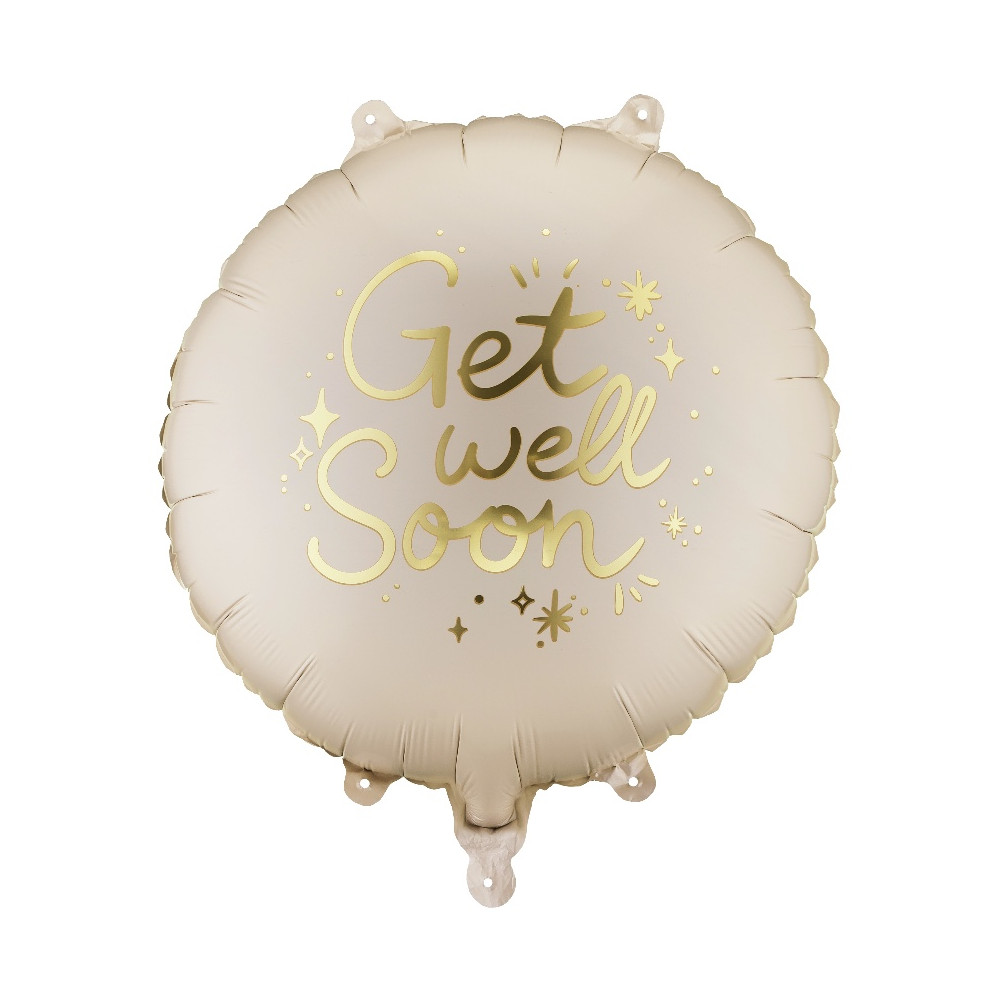 Foil balloon Get Well Soon - beige 35 cm