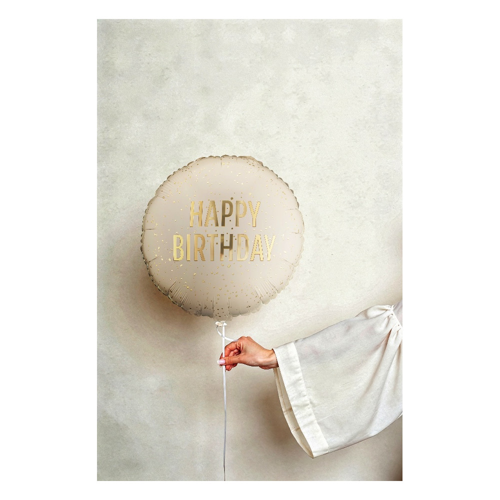 Foil balloon Happy Birthday - beige 35 cm
