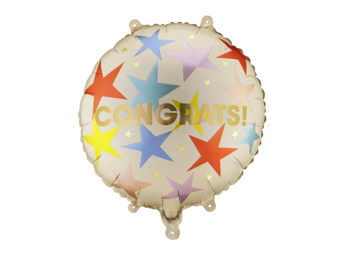 Balon foliowy Congrats! - beżowy 35 cm