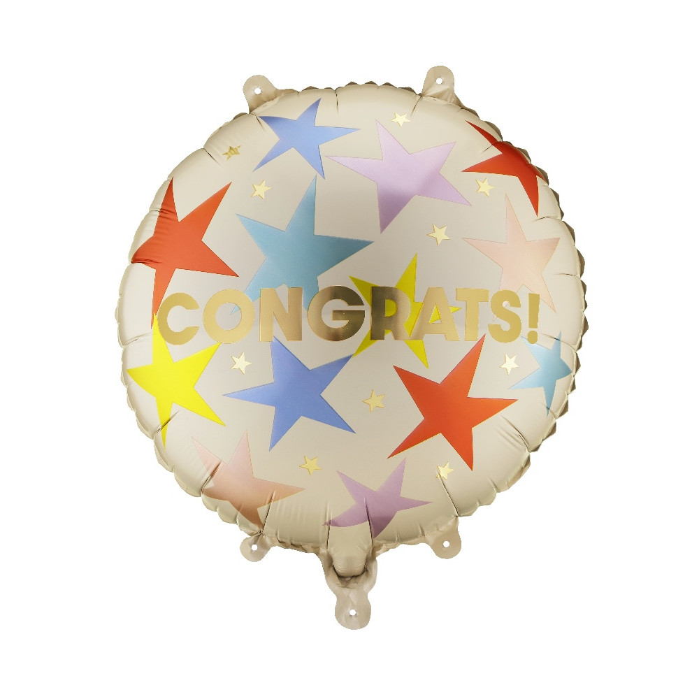 Balon foliowy Congrats! - beżowy 35 cm