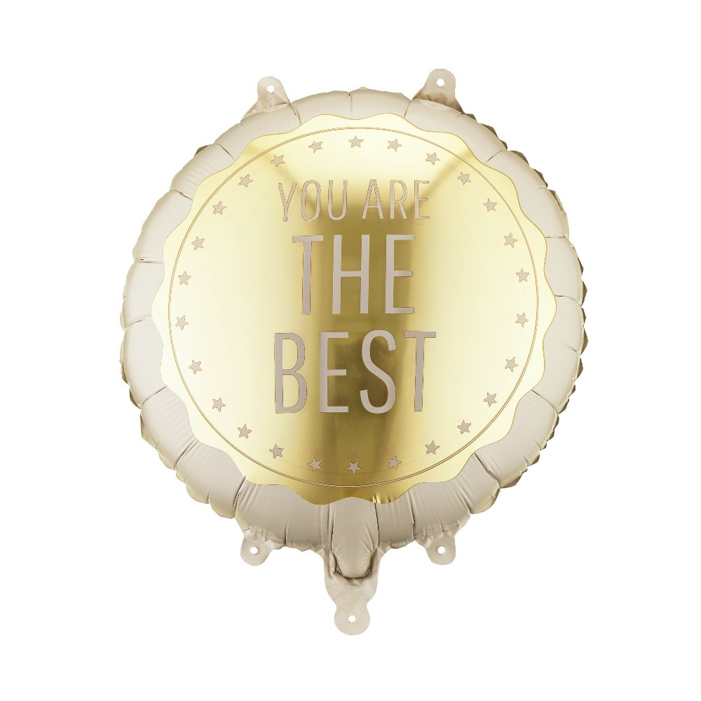 Balon foliowy You Are The Best - beżowy 35 cm
