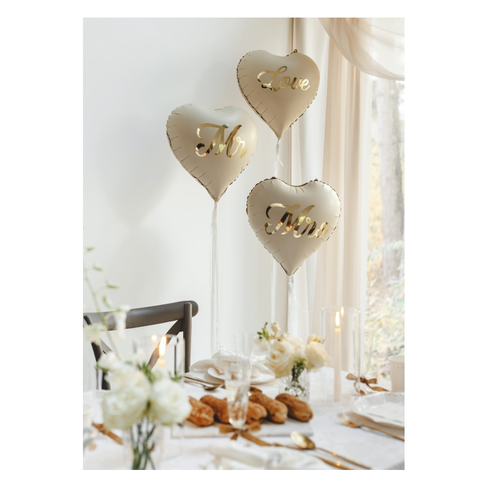 Balon foliowy Serce Love - beżowy 35 cm