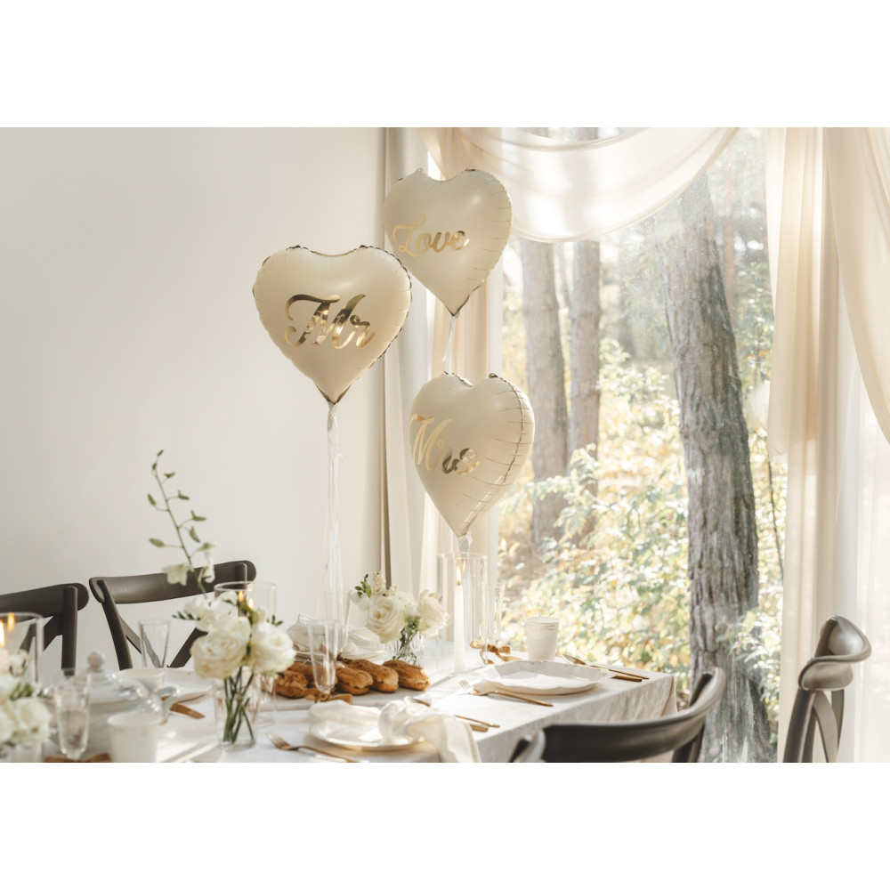 Balon foliowy Serce Love - beżowy 35 cm