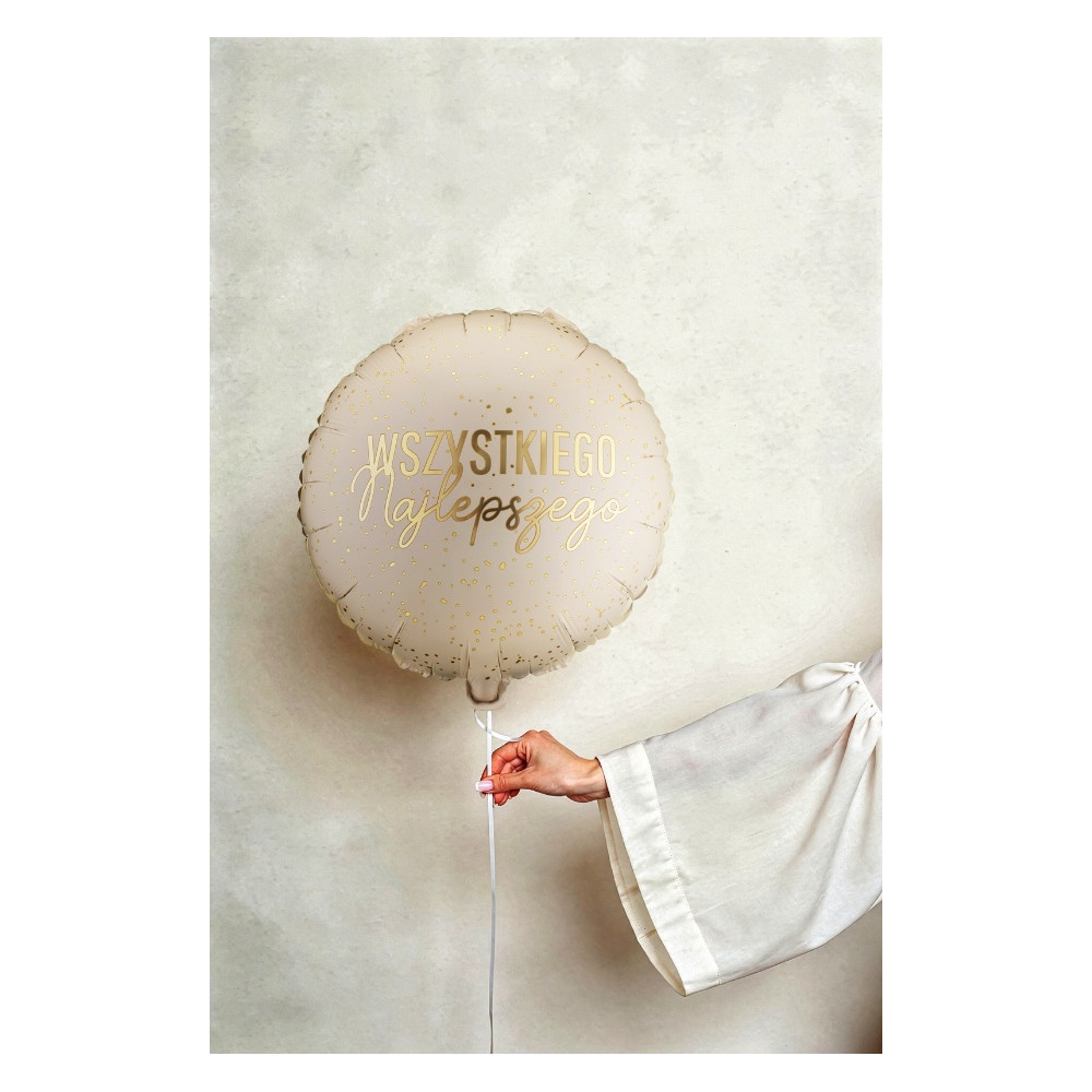 Foil balloon Wszystkiego Najlepszego - beige 35 cm