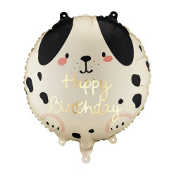 Balon foliowy Piesek Happy Birthday - beżowy 35 cm