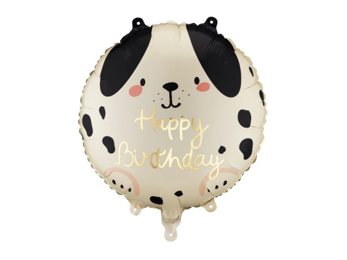 Balon foliowy Piesek Happy Birthday - beżowy 35 cm