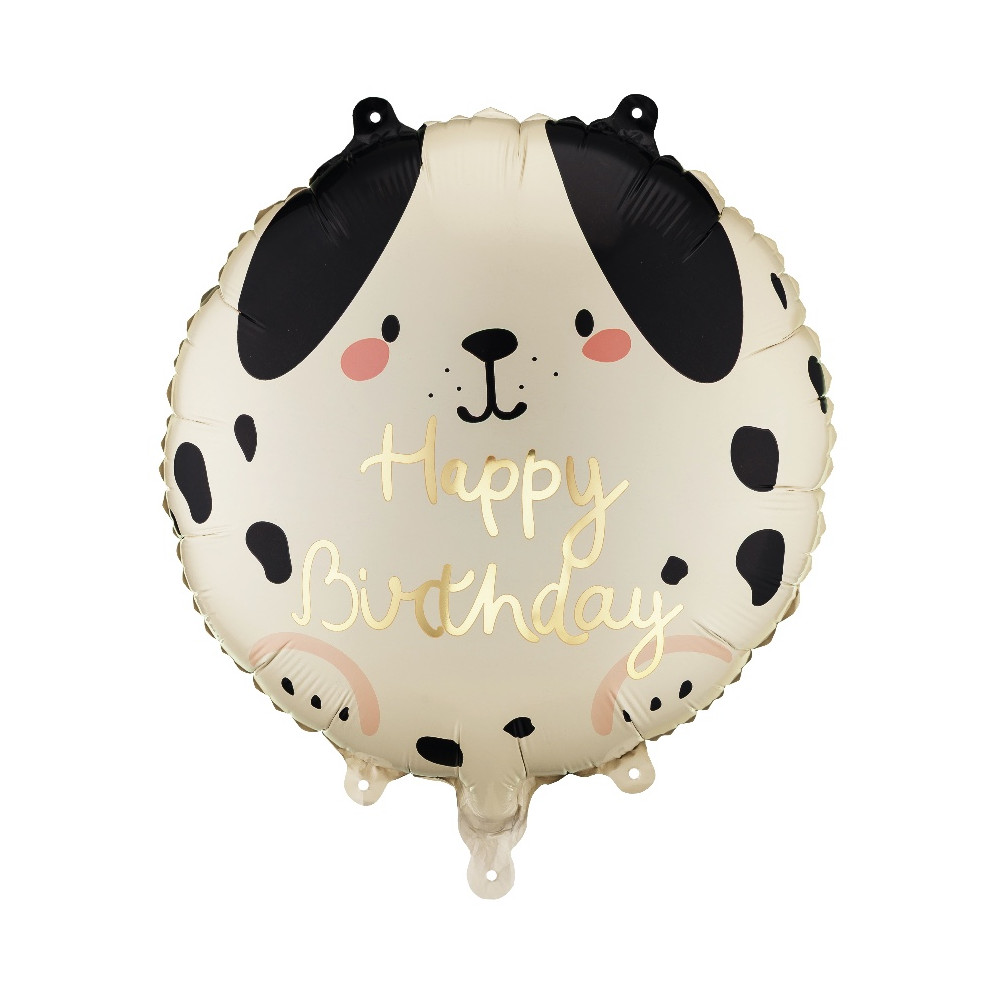 Balon foliowy Piesek Happy Birthday - beżowy 35 cm
