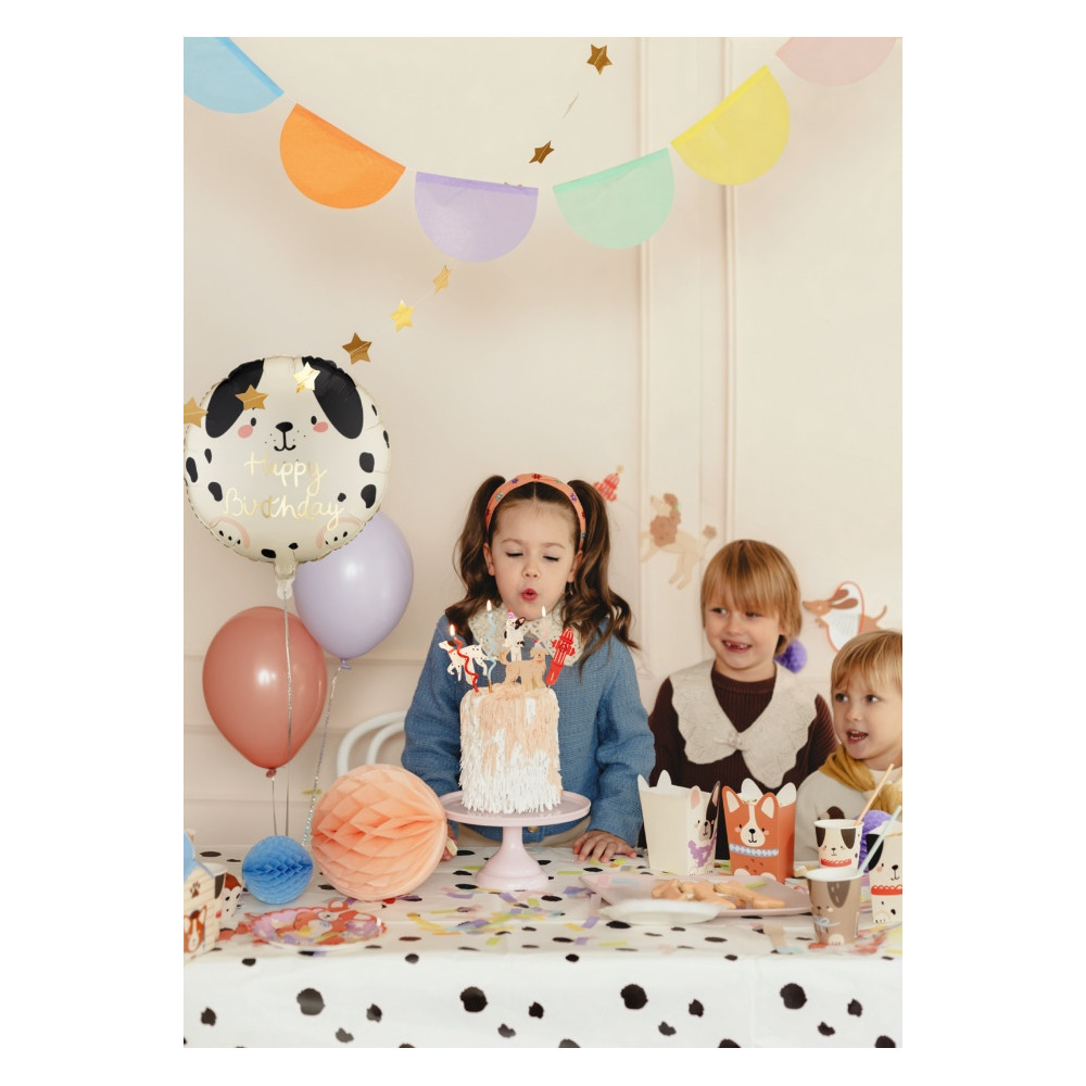 Foil balloon Dog Happy Birthday - beige 35 cm