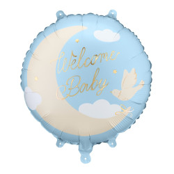 Foil balloon Welcome Baby - blue 35 cm