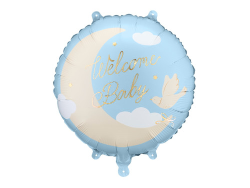 Balon foliowy Welcome Baby - niebieski 35 cm