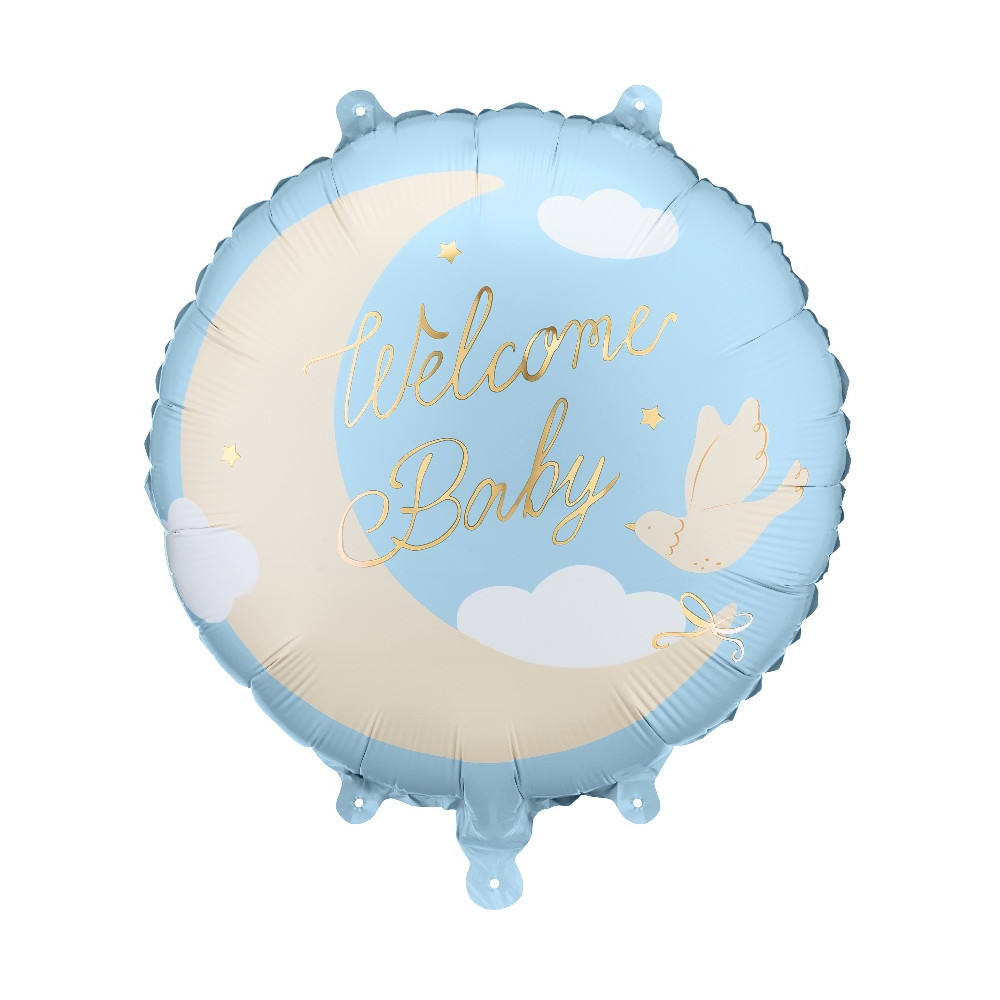 Balon foliowy Welcome Baby - niebieski 35 cm