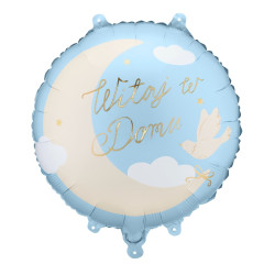 Balon foliowy Witaj w domu - niebieski 35 cm