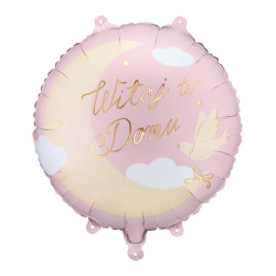 Balon foliowy Witaj w domu - różowy 35 cm