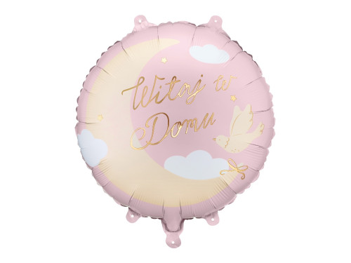 Balon foliowy Witaj w domu - różowy 35 cm