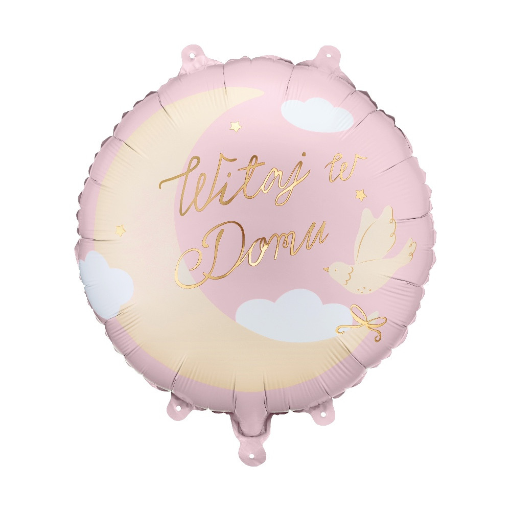 Balon foliowy Witaj w domu - różowy 35 cm