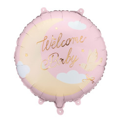 Balon foliowy Welcome Baby - różowy 35 cm