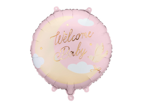 Foil balloon Welcome Baby - pink 35 cm