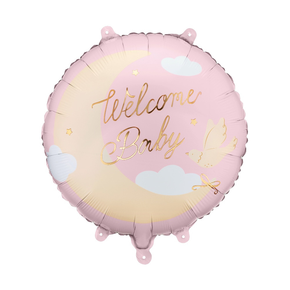 Foil balloon Welcome Baby - pink 35 cm