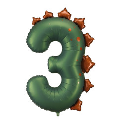 Balon foliowy Cyfra 3 Dinozaur - zielony 92 cm