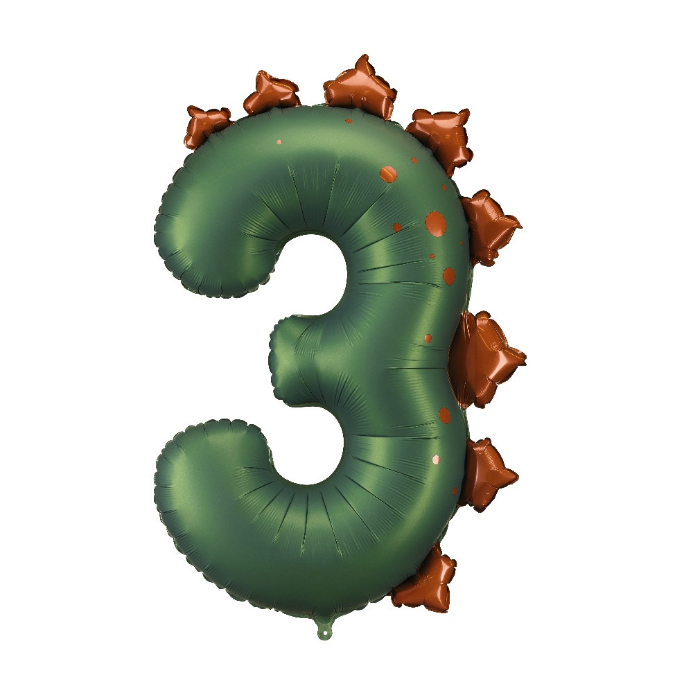 Balon foliowy Cyfra 3 Dinozaur - zielony 92 cm