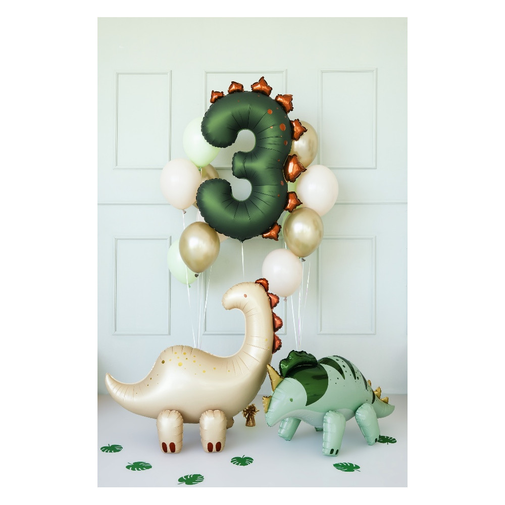 Balon foliowy Cyfra 3 Dinozaur - zielony 92 cm