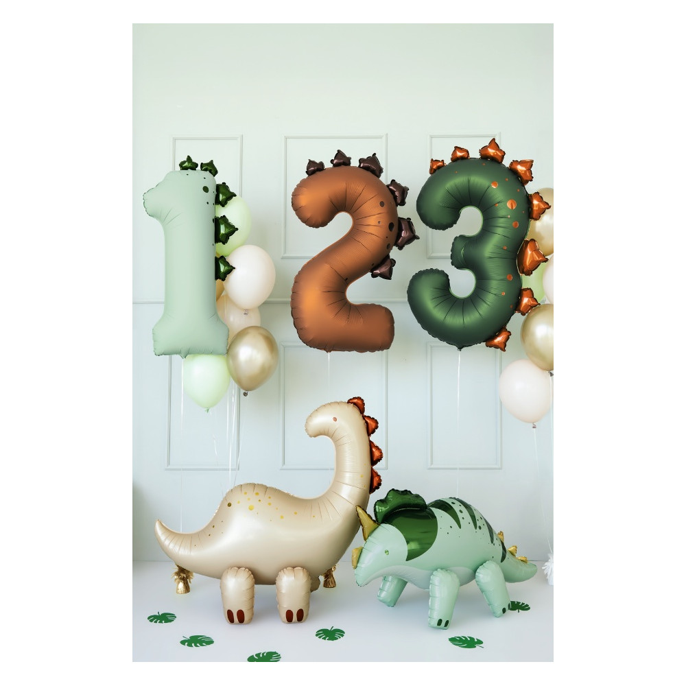 Foil balloon Number 1 Dinosaur - mint 92 cm