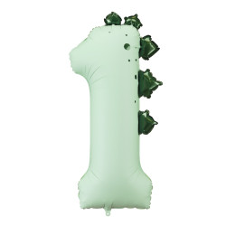 Foil balloon Number 1 Dinosaur - mint 92 cm