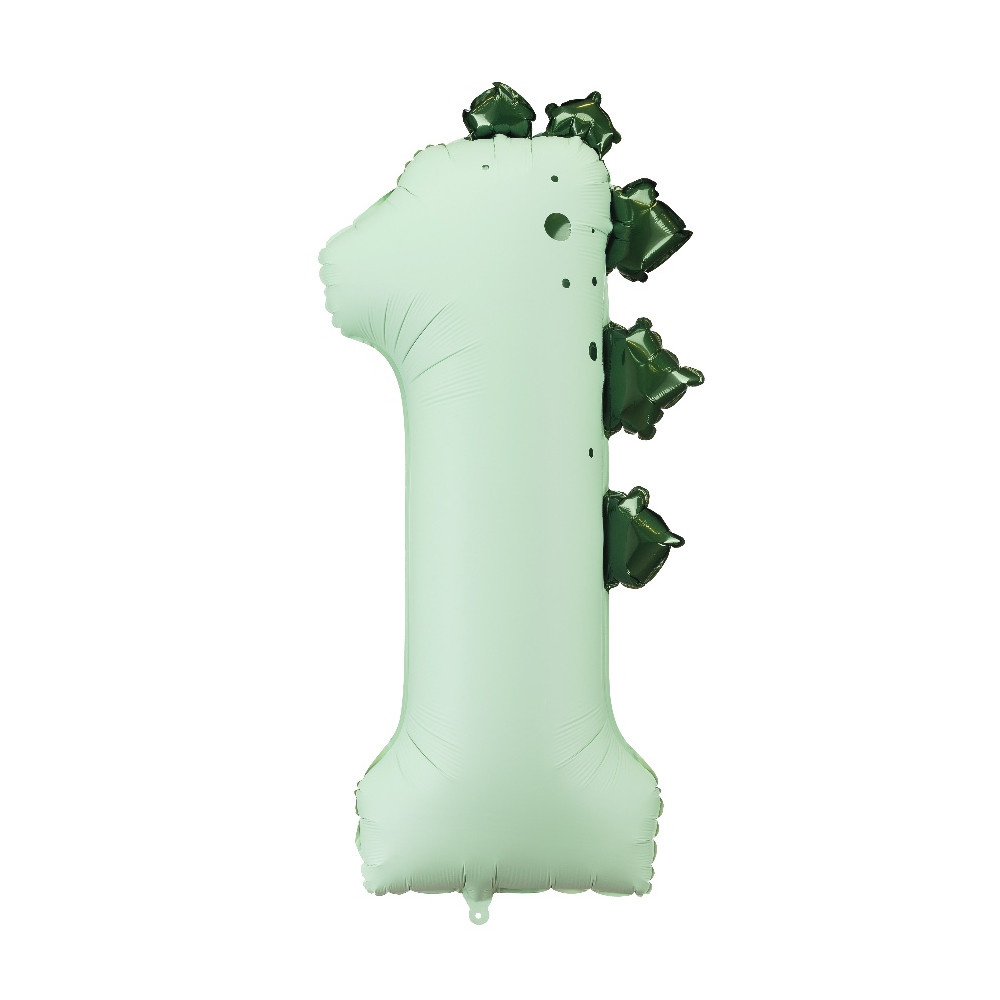 Foil balloon Number 1 Dinosaur - mint 92 cm
