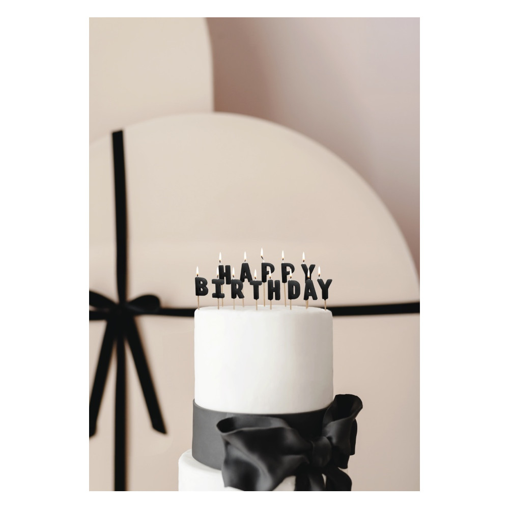 Birthday candles Happy Birthday - black 13 pcs