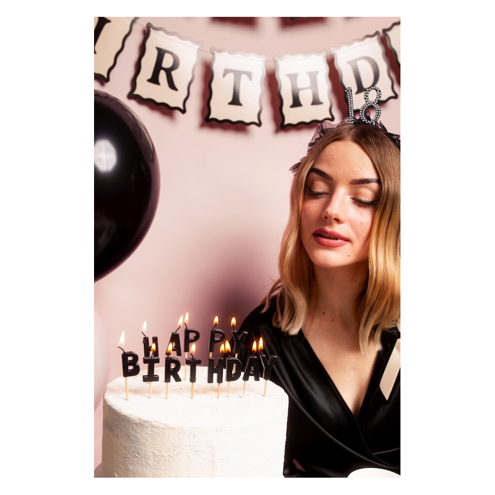 Birthday candles Happy Birthday - black 13 pcs