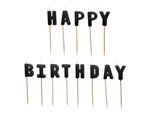 Birthday candles Happy Birthday - black 13 pcs