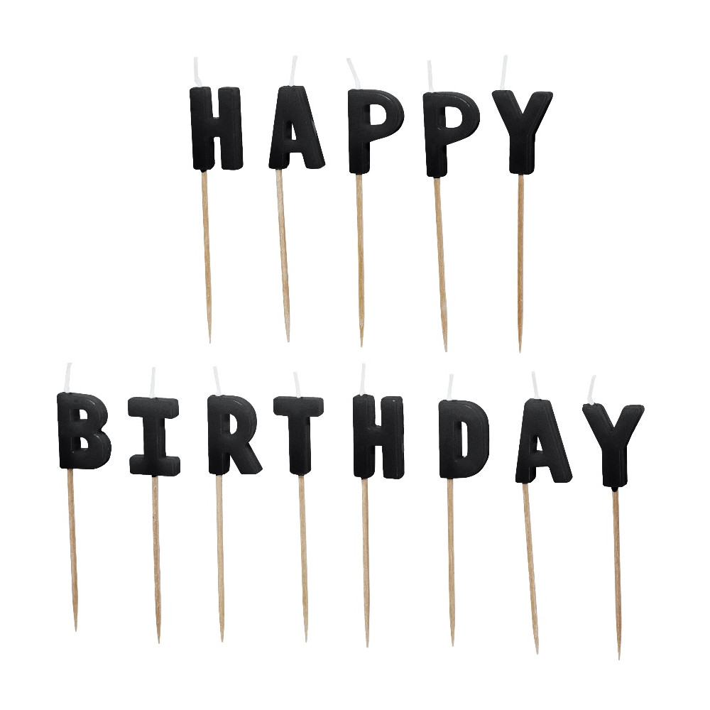 Birthday candles Happy Birthday - black 13 pcs