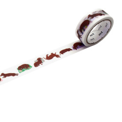 Taśma papierowa washi - MT Masking Tape x Lea Maupetit - Sausage Dog 5 m