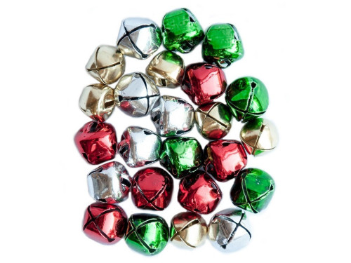 Dzwoneczki ozdobne, metalowe - DpCraft - świąteczne, 1 cm, 24 szt.