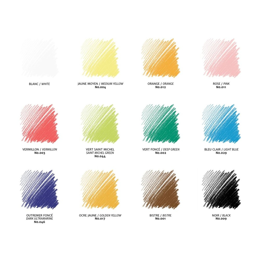 Set of Assorted Colour Carrés Pastels - Conté à Paris - 12 pcs