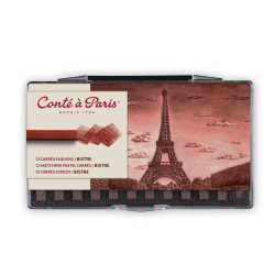 Set of Sketching Carrés Pastels - Conté à Paris - Bistre 12 pcs